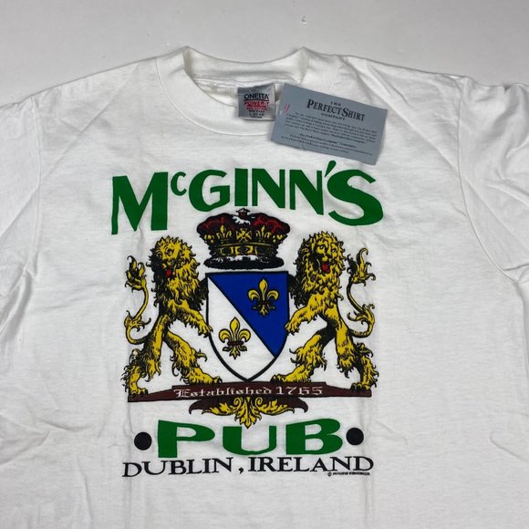 NEW Vintage 90s McGinn's Pub T Shirt Men's Medium Single Stitch Oneita Made USA - Picture 2 of 10